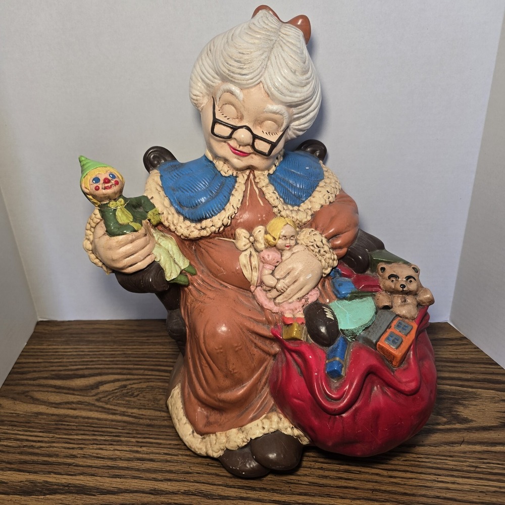 VTG 16.5IN CERAMIC MRS SANTA CLAUS CHRISTMAS FIGURE  ATLANTIC MOLD HANDPAINTED
